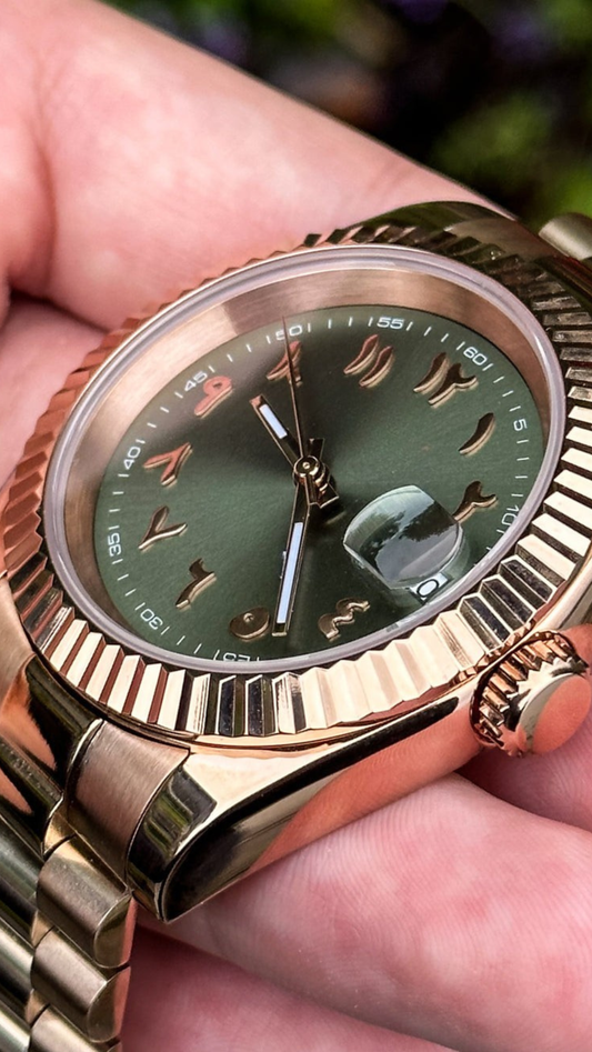 Green Dial & Gold Case (Arabic Numerals)