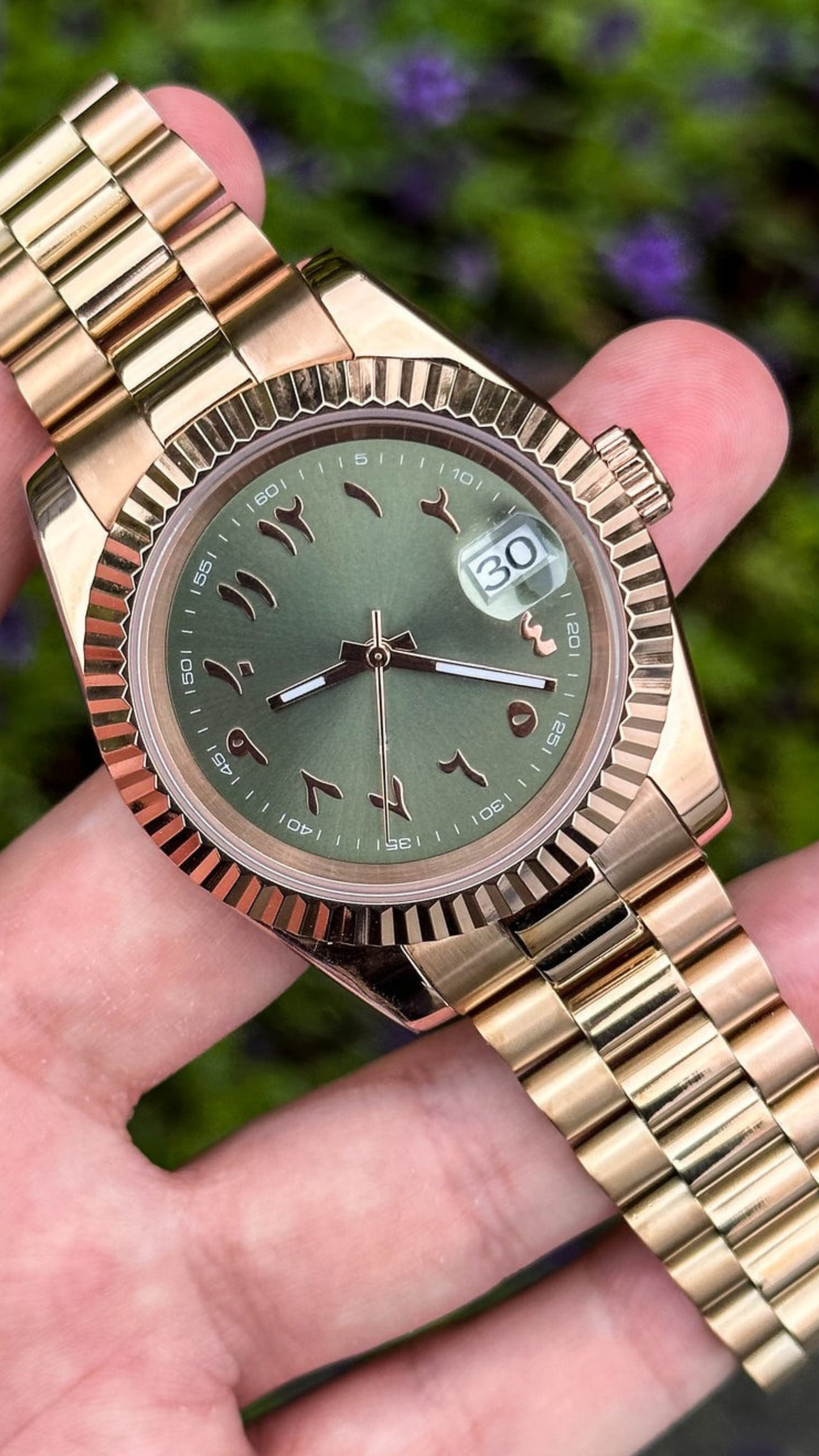 Green Dial & Gold Case (Arabic Numerals)